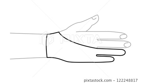Drawing Gloves Elbow length Fashion hand accessory clothing technical illustration garment. Vector front palm back view Drawing Gloves Elbow length Fashion hand accessory clothing technical illustration garment. Vector front palm back view 122248817