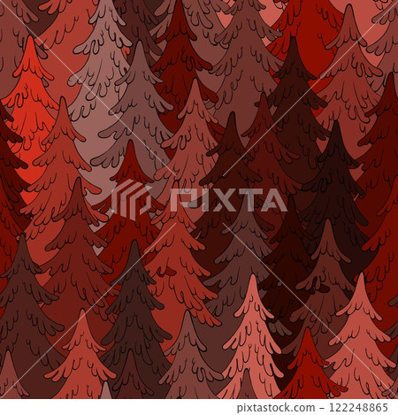Seamless pattern of forest, endless repeating background with fir trees. 122248865