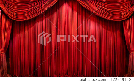 Background illustration wallpaper of a theater stage with the curtains lowered 122249160