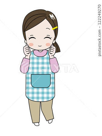 Illustration of a nursery teacher or kindergarten teacher encouraging a child with a smile 122249270