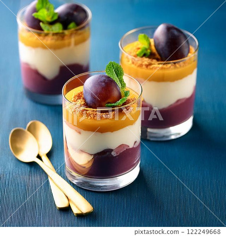 美味的李子蜂蜜慕斯凍糕 122249668