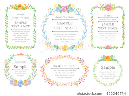 A set of 6 watercolor plant frames 122249734