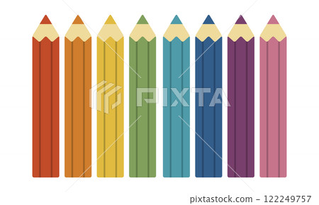 Set of 8 colored pencils / Aligned / Vector illustration 122249757