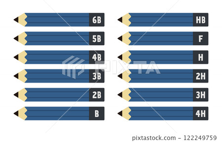 繪圖鉛筆套裝/不同密度套裝/B、HB、H等/向量圖 繪圖鉛筆套裝/不同密度套裝/B、HB、H等/向量圖 122249759
