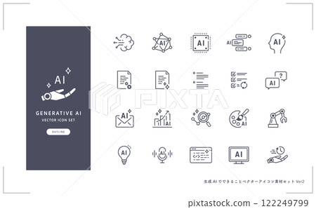 您可以使用產生 AI 向量圖示集做什麼（線圖/單色） 122249799