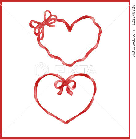 Red Coquette Ribbon Bow Heart Shape Frame watercolor Whimsical Wavy Aesthetic set Red Coquette Ribbon Bow Heart Shape Frame watercolor Whimsical Wavy Aesthetic set 122249826