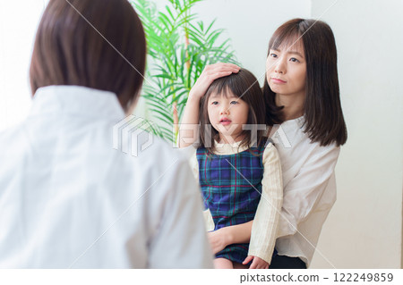 A girl receiving a pediatric examination A girl receiving a pediatric examination 122249859