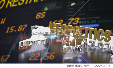 The Gold geopolitics on world map 3d Rendering. 122250003