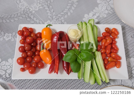 tomatoes cucumbers sweet pepper basil cherry tomatoes cocktail 122250186