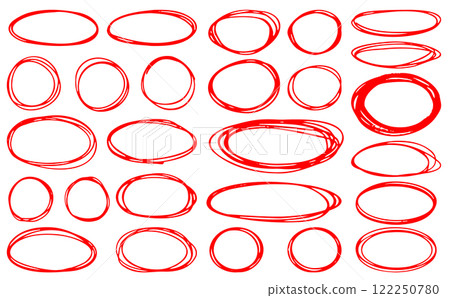 Freehand drawn circle illustration material - red Freehand drawn circle illustration material - red 122250780