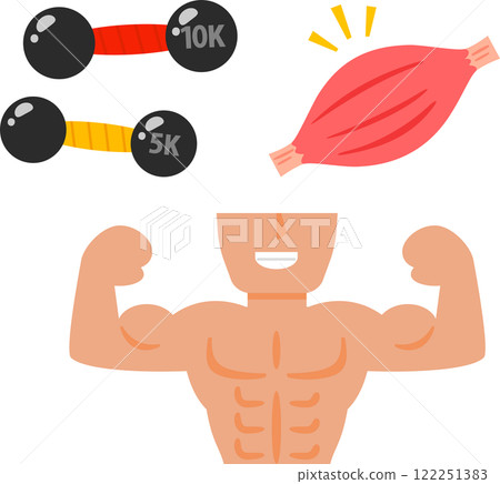 帶有鐵陣列和肌肉的上半身變形圖 122251383