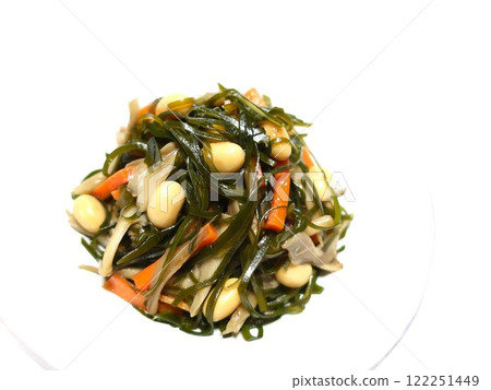 水煮切好的海帶和黃豆 122251449