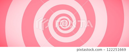 Candy color spiral pattern background. Creamy pink rotating swirl wallpaper. Sweet cartoon comic hypnotic concept. Spinning vortex for banner, poster, flyer, booklet. Vector ice cream backdrop 122251669