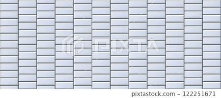 Seamless grey tile pattern. Rectangle ceramic tiled texture for bathroom wall, kitchen floor, pool surface. Repeating white mosaic grid background. Repeated light brick backdrop. Vector wallpaper 122251671