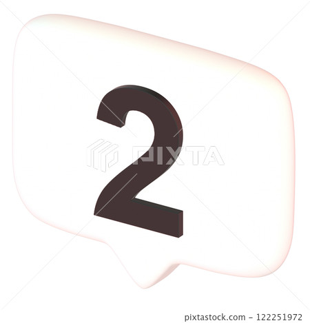Number 2 speech bubble 3D icon (diagonal) 122251972
