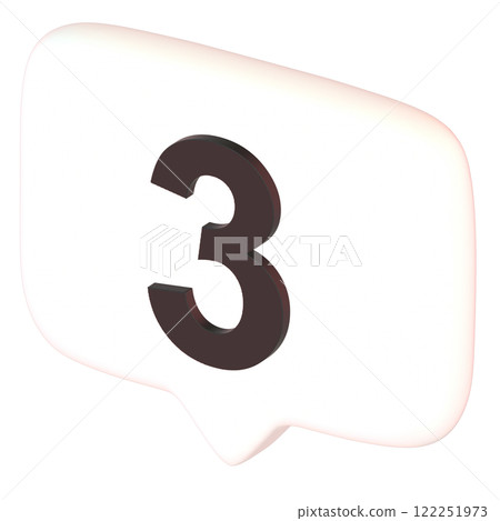 Number 3 speech bubble 3D icon (diagonal) 122251973