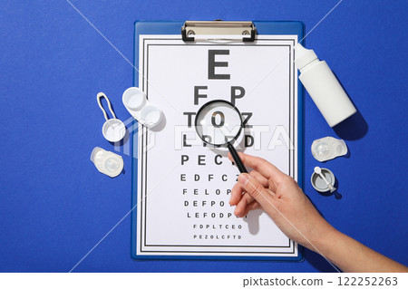 Contact lenses with accessories and a sight test plate Contact lenses with accessories and a sight test plate 122252263