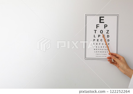 A sight test sign hangs on the wall A sight test sign hangs on the wall 122252264