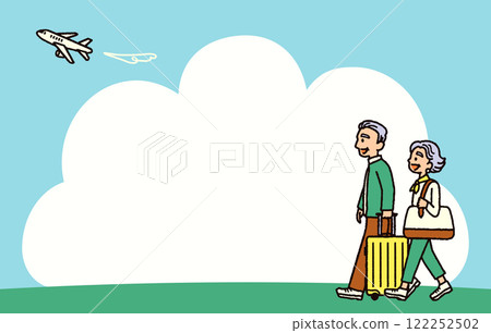 Senior couple travel airplane background illustration 122252502