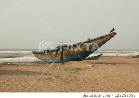 Old Fishing Boat at Beach Old Fishing Boat at Beach 122252592