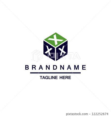 modern initial letter x in a cube logo. 3d icon, template design 122252674