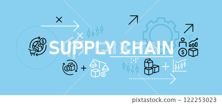 Supply Chain concept highlighting logistics management global distribution shipping strategy and cargo transport for business logistics and operational efficiency 122253023