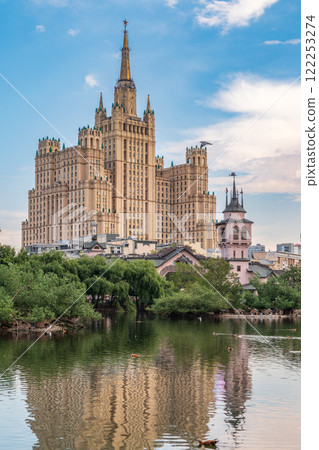 The view on the residential Stalinist high-rise building on Kudrinskaya Square. It is the one of seven Stalinist skyscrapers built in 1947-1954. The view on the residential Stalinist high-rise building on Kudrinskaya Square. It is the one of seven Stalinist skyscrapers built in 1947-1954. 122253274