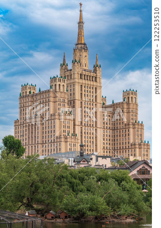 The view on the residential Stalinist high-rise building on Kudrinskaya Square. It is the one of seven Stalinist skyscrapers built in 1947-1954. The view on the residential Stalinist high-rise building on Kudrinskaya Square. It is the one of seven Stalinist skyscrapers built in 1947-1954. 122253510