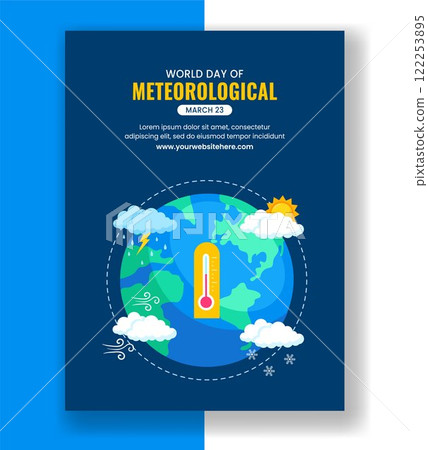 World Meteorological Day Flat Cartoon Design for Vertical Poster Templates 122253895