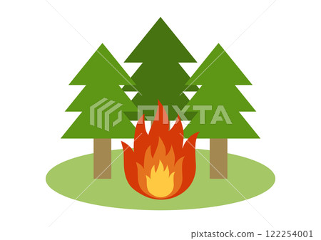 燃燒針葉林的野火的向量圖解 燃燒針葉林的野火的向量圖解 122254001