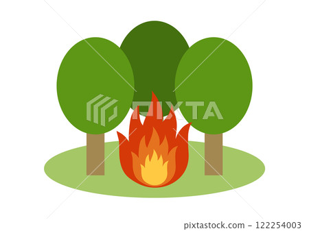 燃燒落葉林的野火的向量圖解 燃燒落葉林的野火的向量圖解 122254003