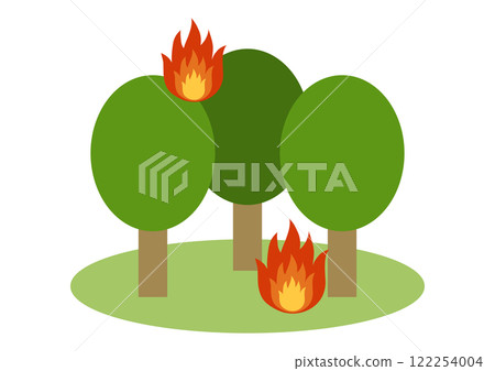 燃燒落葉林的野火的向量圖解 燃燒落葉林的野火的向量圖解 122254004