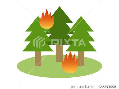 燃燒針葉林的野火的向量圖解 燃燒針葉林的野火的向量圖解 122254006
