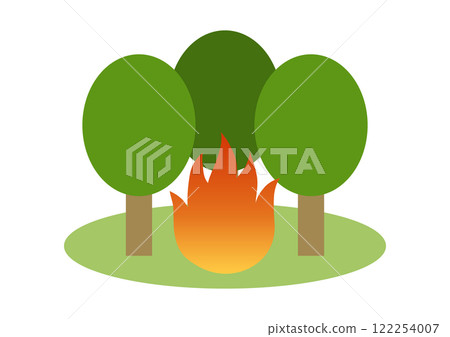 燃燒落葉林的野火的向量圖解 燃燒落葉林的野火的向量圖解 122254007