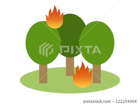 燃燒落葉林的野火的向量圖解 122254008