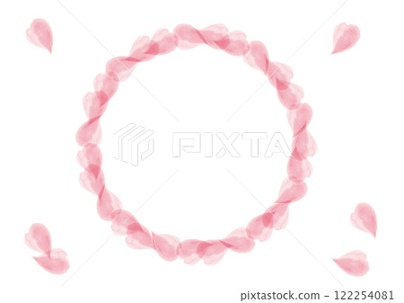 Watercolor cherry blossom petal wreath frame that looks like a heart Watercolor cherry blossom petal wreath frame that looks like a heart 122254081