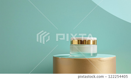 Cosmetic cream in a glass jar. Skin care concept. Background for beauty products 122254405