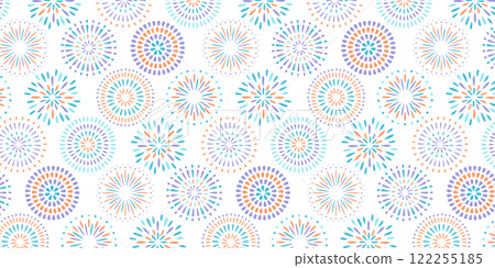 煙火無縫模式。背景材質具有色彩繽紛、華麗的煙火圖案。 122255185