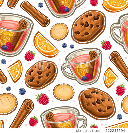 Vector Fruit Tea seamless pattern 122255394