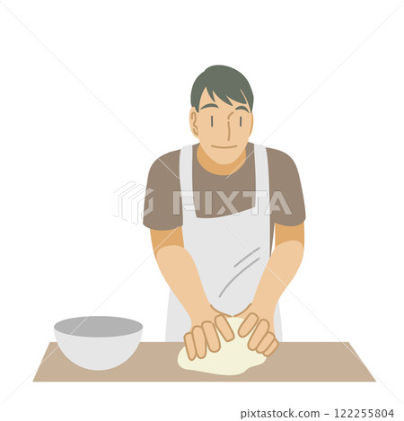 男人揉麵包麵團 122255804