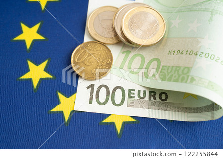 Euro banknote cash money, finance economic banking business exchange market concept. Euro banknote cash money, finance economic banking business exchange market concept. 122255844