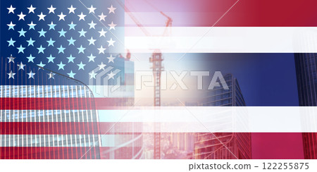 China and Thailand flags of business Competition, Thai and China trade relations, Thai and China trade war concept, Background of symbol of tariff trade war tax barrier between Thailand and China. 122255875