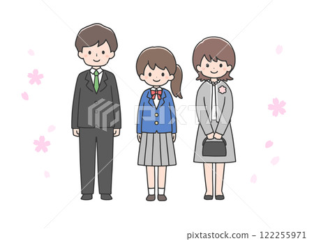 入學典禮：女學生和家長排隊 122255971