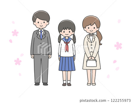 入學典禮：女學生和家長排隊 122255973