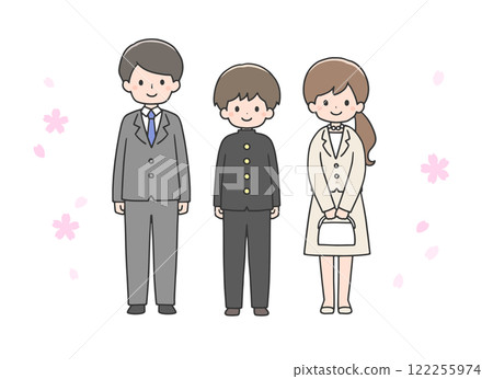 入學典禮:男學生和家長排隊 入學典禮:男學生和家長排隊 122255974