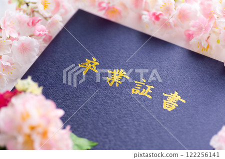 Diploma and cherry blossoms Diploma and cherry blossoms 122256141