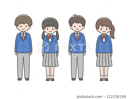 Four students standing in a row Four students standing in a row 122256199