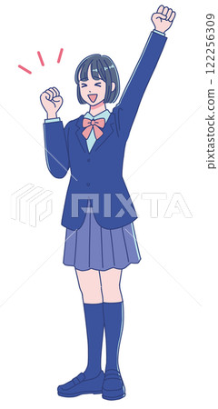 Anime-style female student in school uniform 122256309