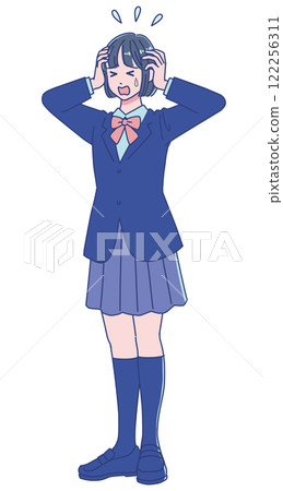 Anime-style female student in school uniform 122256311