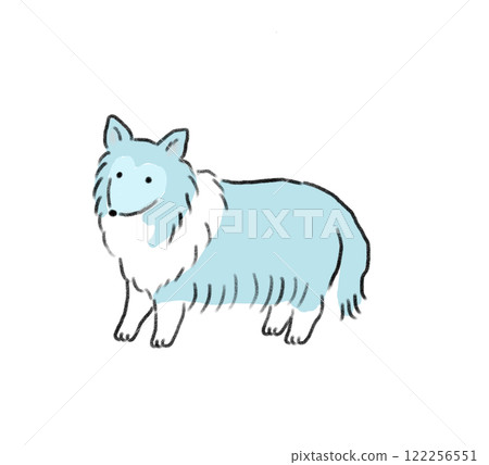 手繪線描可愛狗狗系列牧羊犬 122256551